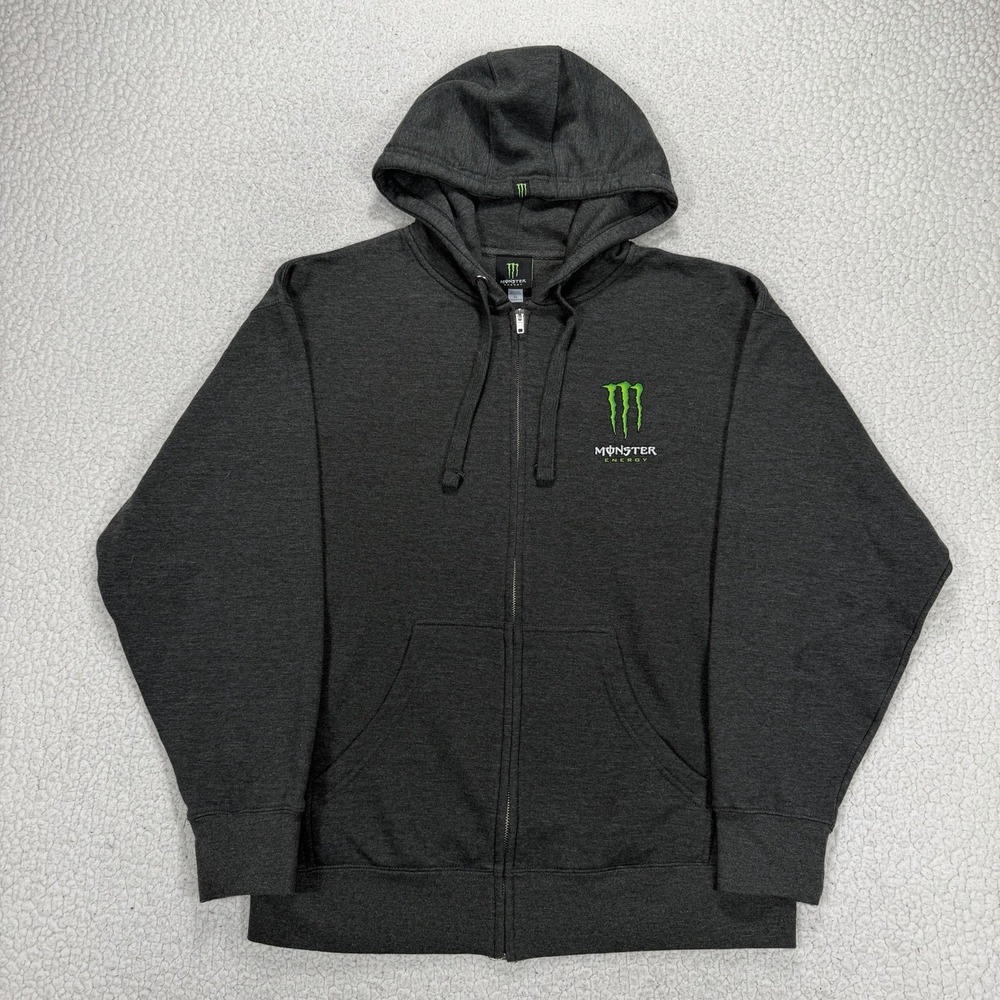 Monster Energy Men's XL Full Zip Hoodie Big Logo Y2K Extreme Racing Motorsports